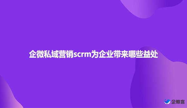 企微私域营销scrm为企业带来哪些益处