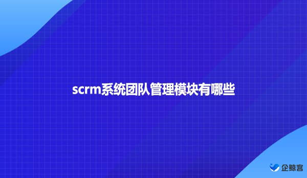 scrm系统团队管理模块有哪些