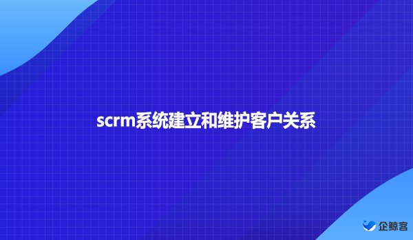 scrm系统建立和维护客户关系