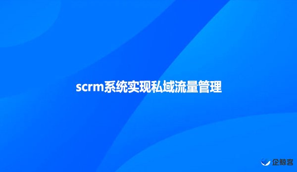 scrm系统实现私域流量管理！！！